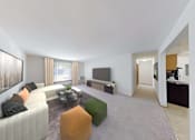 Thumbnail 42 of 42 - a living room with a white couch and a television