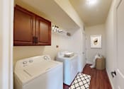 Thumbnail 36 of 38 - A laundry room with a washer and dryer.