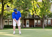 Thumbnail 19 of 26 - a man in a blue shirt is playing golf