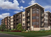 Thumbnail 1 of 15 - a rendering of an apartment building on the corner of a street