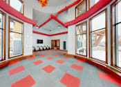 Thumbnail 60 of 64 - A room with a checkered floor and a red ceiling.