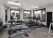 Thumbnail 38 of 53 - a gym with cardio equipment and windows in a building