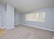 Thumbnail 13 of 50 - an empty living room with a large window and carpet at Centerpointe Apartments, Canandaigua