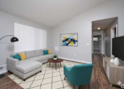 Thumbnail 16 of 77 - Living Room Interior at CenterPointe Apartments & Townhomes, Canandaigua, 14424