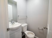 Thumbnail 44 of 103 - Bathroom with sink and toilet at Willowbrooke Apartments & Townhomes at 396 Willowbrooke Drive in Brockport, NY 14420
