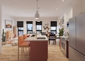 Thumbnail 13 of 16 - Kitchen with Large Island at Iron Rose Apartments, Pennsylvania