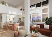 Thumbnail 14 of 16 - Modern Living Room at Iron Rose Apartments, Philadelphia