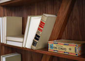 Thumbnail 8 of 32 - A bookshelf with books and a box labeled "Imperial King Edward".