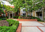 Thumbnail 47 of 80 - A tree-lined walkway leads to a building entrance.