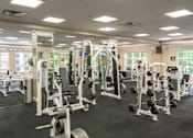 Thumbnail 71 of 80 - A gym with a variety of equipment including weight machines and free weights.