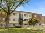 Thumbnail 11 of 12 - A tree in front of a building with a green awning.