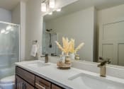 Thumbnail 8 of 12 - Stylish Double Sink Vanity in the Primary Bathroom for Added Luxury