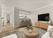 Thumbnail 18 of 56 - a living room with a couch and a table with chairs at 5636 Apartment Homes, Dallas, 75254