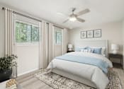 Thumbnail 7 of 68 - a bedroom with a bed and a ceiling fan at The Escapade, San Antonio, 78216