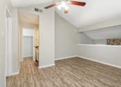 Thumbnail 67 of 68 - the bedroom of an apartment with a ceiling fan at The Escapade, Texas