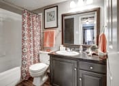 Thumbnail 50 of 50 - Bathroom with tub/shower and large vanity at The Hills at Ironhorse, North Richland Hills