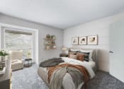 Thumbnail 47 of 58 - a bedroom with a bed and a chair in front of a window  at Vesper, Texas