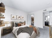 Thumbnail 46 of 58 - a bedroom with white walls and carpet  at Vesper, Dallas, TX