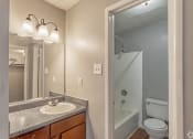 Thumbnail 50 of 54 - a bathroom with a sink and a toilet at The Frederick, San Antonio, TX 78240