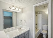 Thumbnail 60 of 63 - a bathroom with a sink and a mirror and a toilet at The Keller, San Antonio, TX 78230  