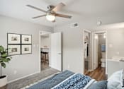 Thumbnail 10 of 63 - a view of a bedroom with a bed, bathroom and walk-in closet at The Keller, Texas, 78230