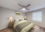 Thumbnail 38 of 54 - a bedroom with a bed and a ceiling fan at The Frederick, Texas