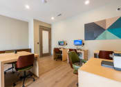 Thumbnail 20 of 65 - Business center with computers and printer at Bridge at Paloma Affordable Apartments 78754 Northeast Austin