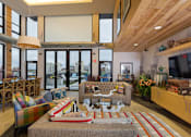 Thumbnail 9 of 47 - a living room with a couch and a table and windows at Ann Arbor City Club, Ann Arbor, MI