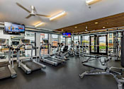 Thumbnail 42 of 47 - the gym is equipped with cardio equipment and televisions at Ann Arbor City Club, Ann Arbor, MI 48104