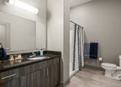 Thumbnail 10 of 18 - a bathroom with a toilet and a sink and a mirror