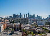 Thumbnail 21 of 25 - A cityscape with a mix of residential and commercial buildings under a clear sky.