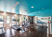 Thumbnail 7 of 49 - A gym with treadmills, exercise bikes, and other equipment.
