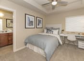 Thumbnail 35 of 46 - Two-Bedroom Apartments in Roseville, California - Adora - Bedroom with Ceiling Fan and Bathroom Access