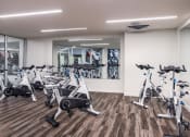 Thumbnail 12 of 33 - a gym with cardio bikes and other exercise equipment