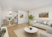 Thumbnail 57 of 86 - ralston floor plan furnished living room and dining area at Avenue Two Apartments, California, 94063