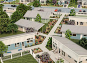 Thumbnail 1 of 11 - an aerial view of a neighborhood of houses with cars parked
