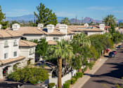 Thumbnail 42 of 48 - A street view of a residential area with houses and palm trees.