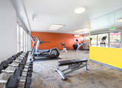 Thumbnail 15 of 86 - avenue two fitness center with weights at Avenue Two Apartments, California, 94063