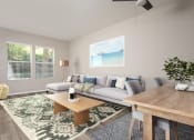 Thumbnail 3 of 27 - Living and dining area in apartment at 55+ FountainGlen Laguna Niguel