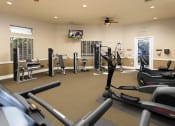Thumbnail 21 of 25 - a room filled with lots of cardio equipment and a flat screen tv at 55+ Remington at Ladera Ranch, Ladera Ranch