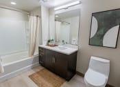 Thumbnail 9 of 83 - furnished bathroom with garden style tub at Bayswater Apartments, Burlingame, 94010