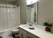 Thumbnail 14 of 18 - a bathroom with a sink and a toilet and a shower