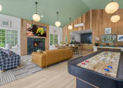 Thumbnail 4 of 73 - clubroom with a pool table in the middle at Lakemont Orchard, Issaquah, WA 98027  