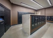 Thumbnail 16 of 24 - the locker room is equipped with lockers and a marble counter at NoMa Apartments, California, 94596