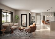 Thumbnail 8 of 52 - a living room and kitchen in a model home at North Grove, Riverside, CA  