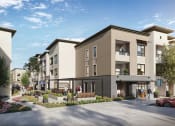 Thumbnail 12 of 52 - a rendering of a development of townhouses and apartments on a street at North Grove, California  
