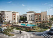 Thumbnail 7 of 52 - a rendering of an apartment complex with a swimming pool at North Grove, California, 92501