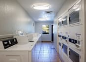 Thumbnail 24 of 142 - A row of washing machines in a laundromat.