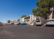 Thumbnail 37 of 142 - A parking lot with cars and a building in the background.