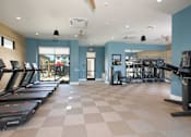 Thumbnail 9 of 87 - A gym with treadmills and exercise equipment.